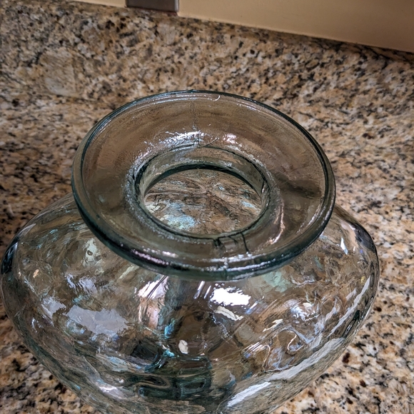 Recycled Glass Vase - Turquoise Green Blue Tint - Wide Opening - Made In… - Picture 9 of 13